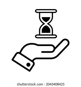 Hand Holding Hour Glass Icon Vector.