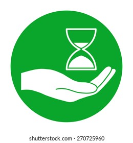 Hand holding Hourglass.
