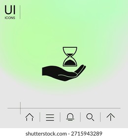 Hand, die Sanduhr hält. Elemente für Ihr Design