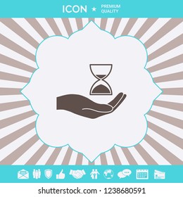 Hand holding Hourglass. Graphic elements for your design