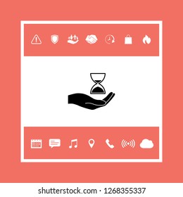Hand holding Hourglass. Graphic elements for your design