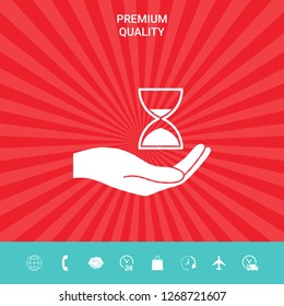 Hand holding Hourglass. Graphic elements for your design