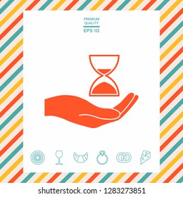 Hand holding Hourglass. Graphic elements for your design