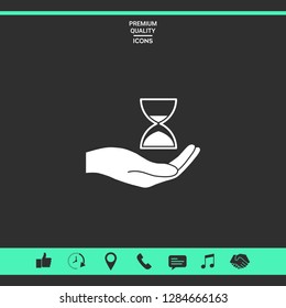 Hand holding Hourglass. Graphic elements for your design
