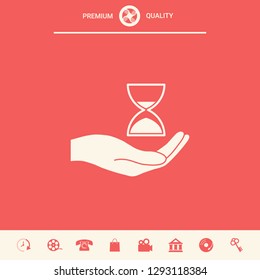 Hand holding Hourglass. Graphic elements for your design