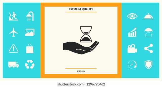 Hand holding Hourglass. Graphic elements for your design