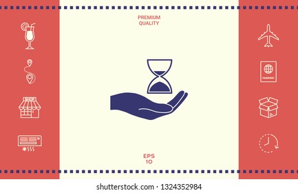 Hand holding Hourglass. Graphic elements for your design