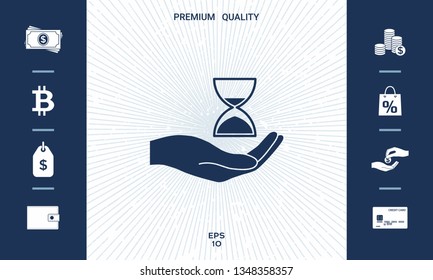 Hand holding Hourglass. Graphic elements for your design