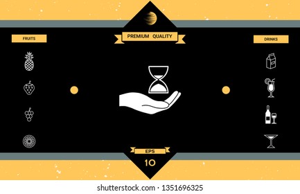 Hand holding Hourglass. Graphic elements for your design
