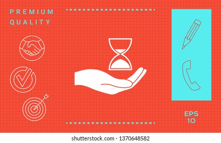 Hand holding Hourglass. Graphic elements for your design