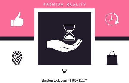 Hand holding Hourglass. Graphic elements for your design