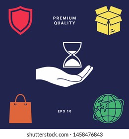 Hand holding Hourglass. Graphic elements for your design