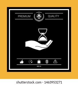 Hand holding Hourglass. Graphic elements for your design