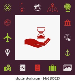 Hand holding Hourglass. Graphic elements for your design