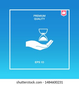 Hand holding Hourglass. Graphic elements for your design