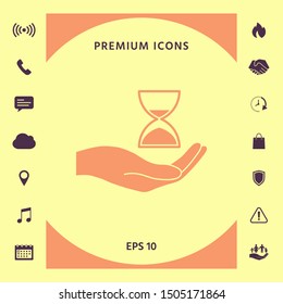 Hand holding Hourglass. Graphic elements for your design