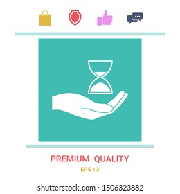 Hand holding Hourglass. Graphic elements for your design