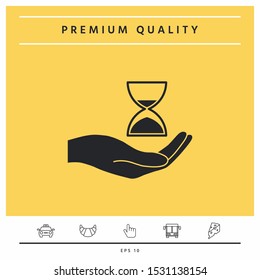 Hand holding Hourglass. Graphic elements for your design