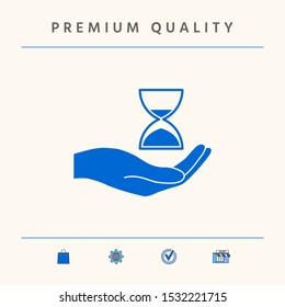 Hand holding Hourglass. Graphic elements for your design