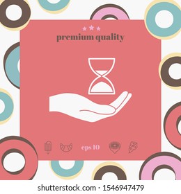 Hand holding Hourglass. Graphic elements for your design