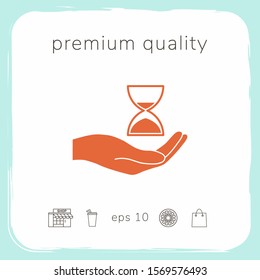 Hand holding Hourglass. Graphic elements for your design