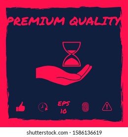 Hand holding Hourglass. Graphic elements for your design