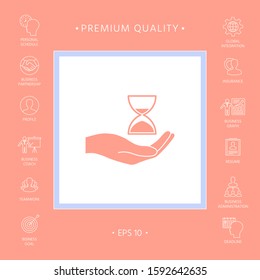 Hand holding Hourglass. Graphic elements for your design