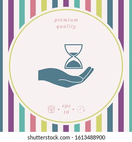 Hand holding Hourglass. Graphic elements for your design