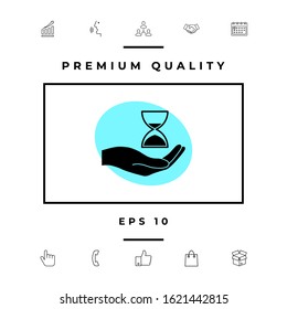 Hand holding Hourglass. Graphic elements for your design