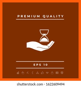 Hand holding Hourglass. Graphic elements for your design