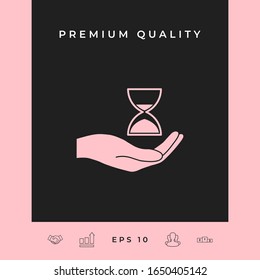 Hand holding Hourglass. Graphic elements for your design