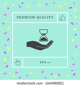Hand holding Hourglass. Graphic elements for your design