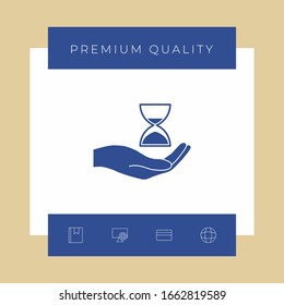 Hand holding Hourglass. Graphic elements for your design