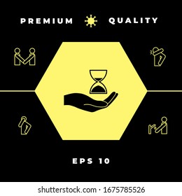Hand holding Hourglass. Graphic elements for your design