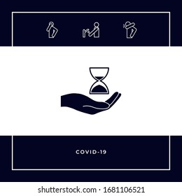 Hand, die Hourglass hält. Grafische Elemente für Ihr Design