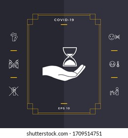 Hand holding Hourglass. Graphic elements for your design