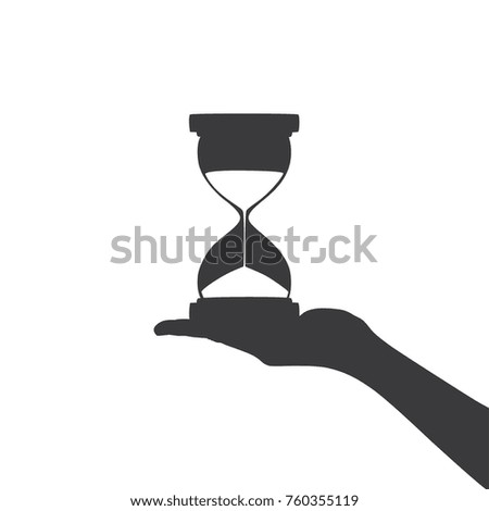 Hand holding a hourglass, vector illustration design. Hands collection.