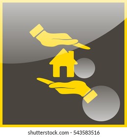 Hand holding house.