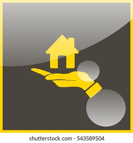 Hand holding house.