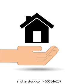 hand holding house home design vector illustration