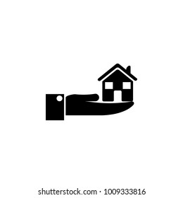The hand is holding the house icon. Elements of real estate transactions icon for concept and web apps. Illustration  icon for website design and development, app development on white background