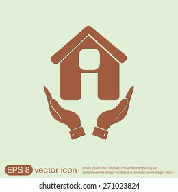 hand holding a House icon. Home sign