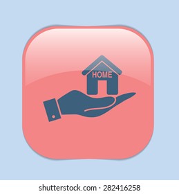 hand holding a House icon. Home sign