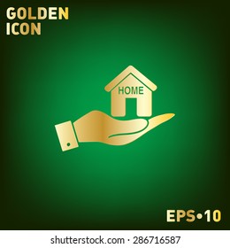 hand holding a House icon. Home sign