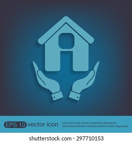hand holding a House icon. Home sign