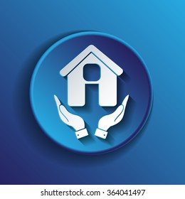 hand holding a House icon. Home sign