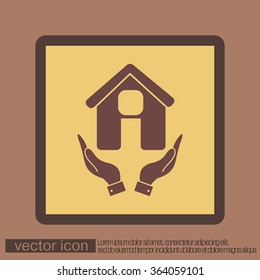 hand holding a House icon. Home sign