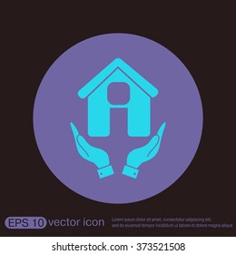 hand holding a House icon. Home sign