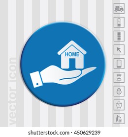 hand holding a House icon. Home sign