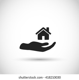Hand holding house icon vector 